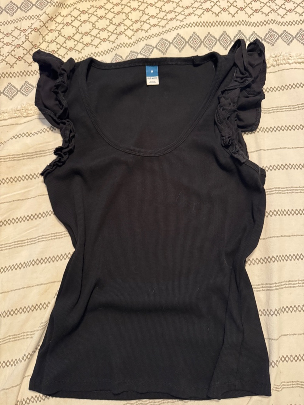 Old Navy Black Ruffle Sleeve Tank Top